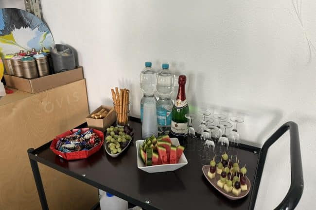 JGA Spinpainting, Sekt Buffet, Snacks im Studio Zuber